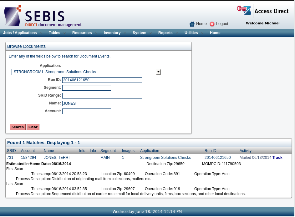 mail tracking dashboard